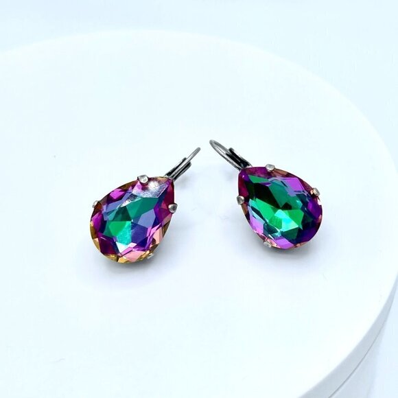 Pear Heliotrope Dangle Earrings 18x13mm - Handmade - Picture 1 of 9